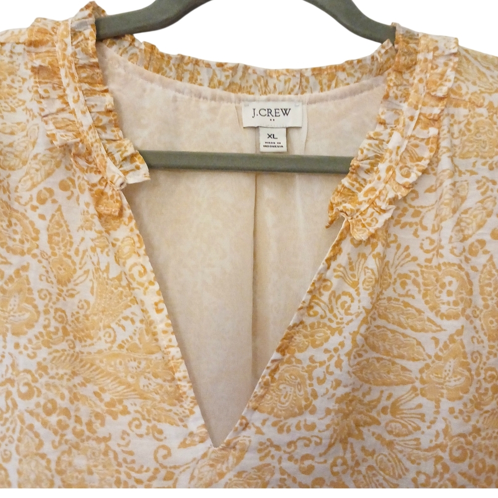 J.Crew Sheer Floral Blouse with Ruffle Detail- Lined-Size XL- EUC $98 Retail - Picture 6 of 10